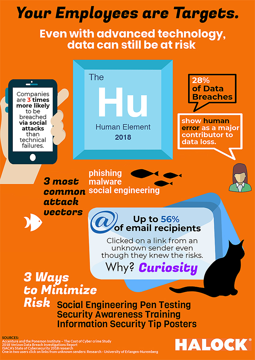 Your-Employees-are-Targets Orange Cyber Social Engineering Infographic