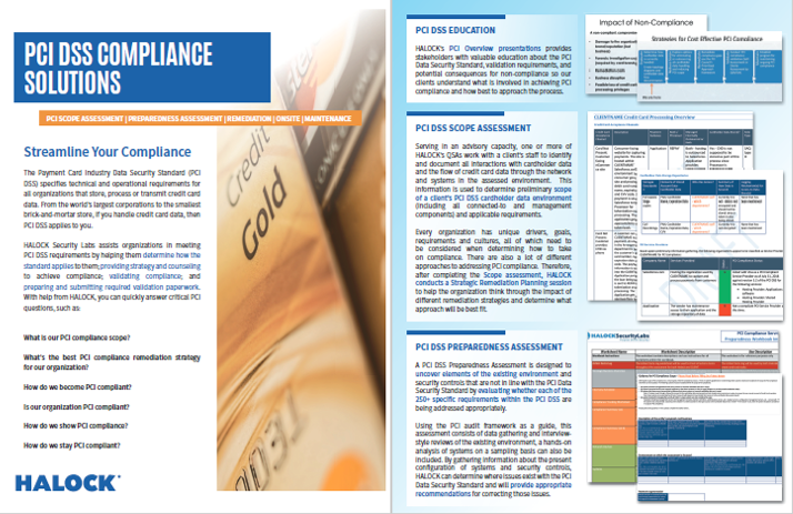 HALOCK Reasonable Security PCI DSS Compliance Requirement PCI DSS Compliance