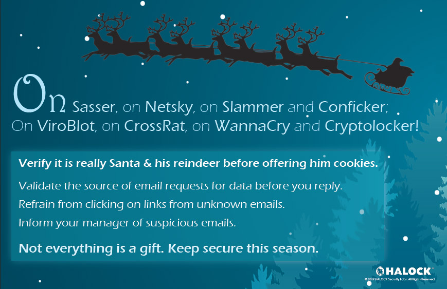 HALOCK Security Santa Reindeer Cyber Awareness Poster