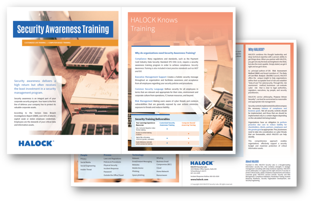 HALOCK Reasonable Security Awareness Training Reasonable Security Awareness
