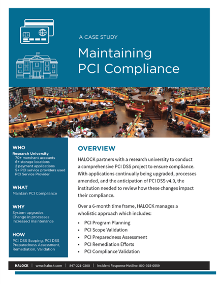 HALOCK Reasonable Security PCI DSS Case Study Reasonable Security PCI DSS Case Study University
