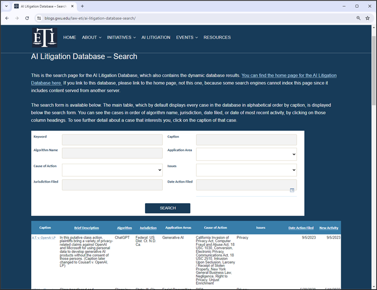 AI Litigation Database AI Litigation