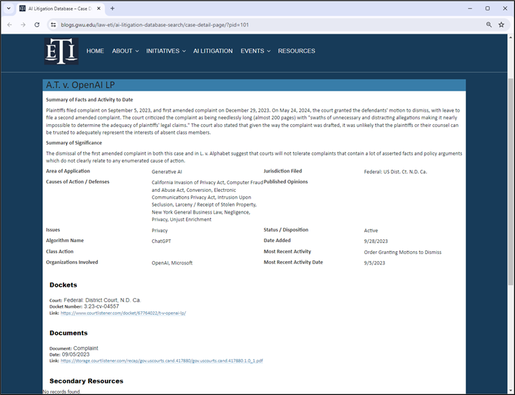 AI Litigation Case AI